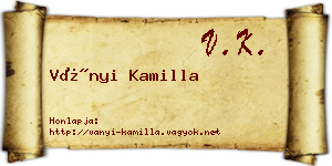 Ványi Kamilla névjegykártya